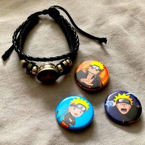 Naruto pin and bracelet lot